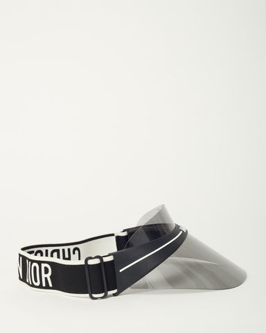 Dior Black Perspex and Black/White Dior Logo Cotton-Blend Jacquard DiorClub Visor