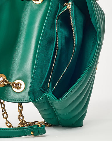 Louis Vuitton Green Calfskin Leather New Wave Chain MM Shoulder Bag GHW