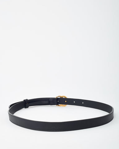 Gucci Black Leather GHW Thin GG Marmont Belt - 85/34