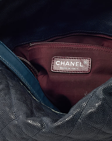 Chanel Navy Quilted Caviar Leather French Riviera 2Way Hobo Shoulder Bag