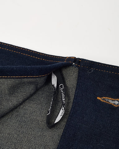 Dior Blue Denim Christian Dior Embroidered Logo Pouch