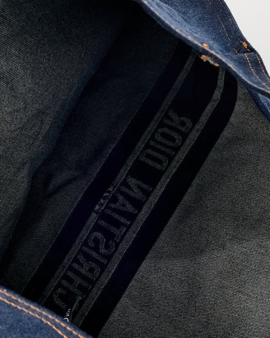 Dior Blue Denim Christian Dior Embroidered Logo Pouch