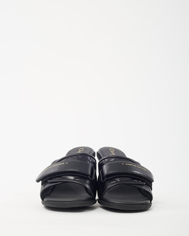 Dior Black Cannage Leather Logo DiorEvolution Heeled Mule Sandals - 38.5