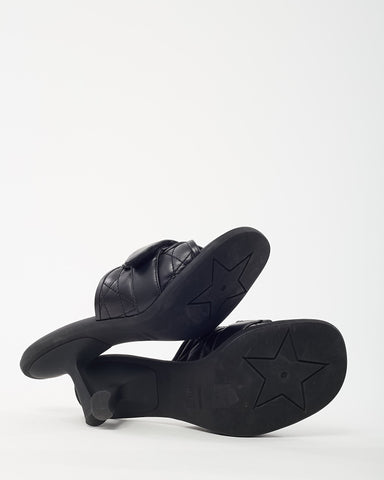 Dior Black Cannage Leather Logo DiorEvolution Heeled Mule Sandals - 38.5