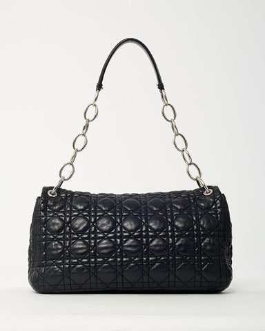 Dior Black Cannage Leather Medium Rendezvous Chain Shoulder Bag