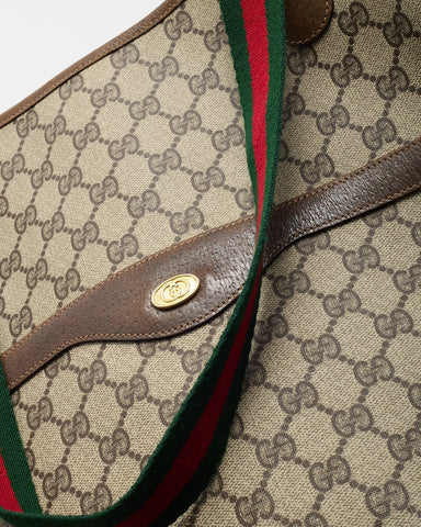 Gucci Vintage Beige and Brown GG Monogram Plus Coated Canvas Sherry Line Shopping Tote
