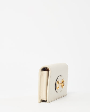 Gucci White Boarded Plutone Calfskin Leather Horsebit 1955 WOC Crossbody Bag
