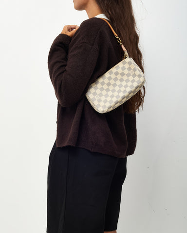Louis Vuitton White Damier Azur Coated Canvas Pochette Accessoires Shoulder Bag