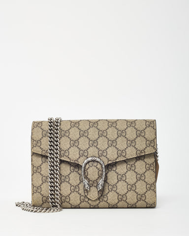 Gucci Beige & Ebony Monogram GG Supreme Canvas Dionysus WOC Crossbody Bag