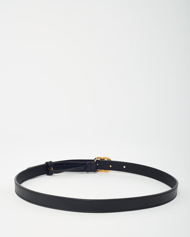 Gucci Black Leather GHW Thin GG Marmont Belt - 80/32