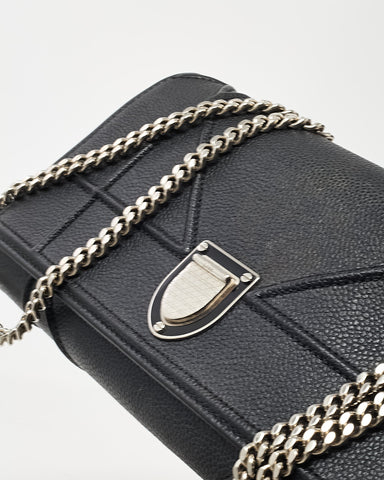 Dior Black Grained Calfskin Diorama Croisiere WOC Wallet on Chain Crossbody Bag
