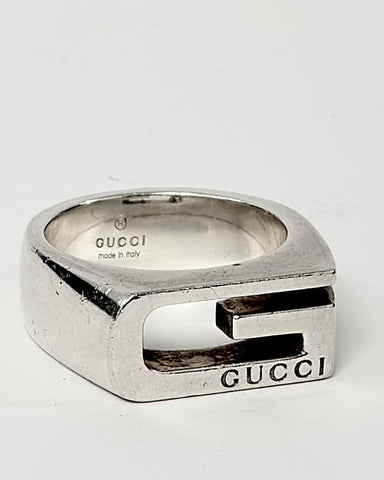 Gucci Sterling Silver Cut Out G Estate Ring - 6.5