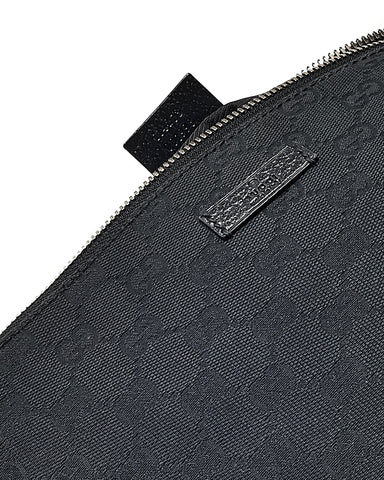 Gucci Black GG Monogram Canvas Messenger Crossbody Bag