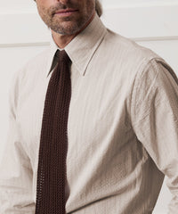 Seersucker Long Point Collar Dress Shirt