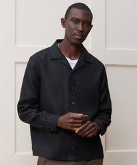Cropped Sea Soft Irish Linen Camp Collar Shirt