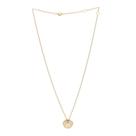18K Yellow Gold Diamond Bouton de Camelia Pendant Necklace