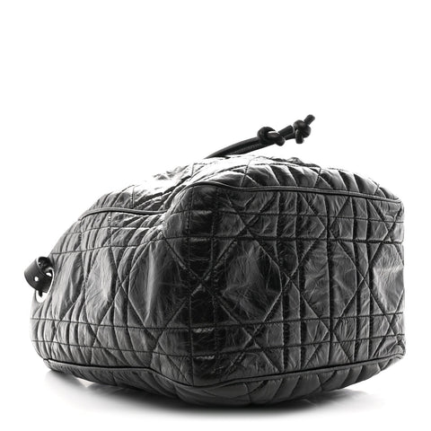 Crinkled Calfskin Macrocannage Medium D-Motion Bag Black