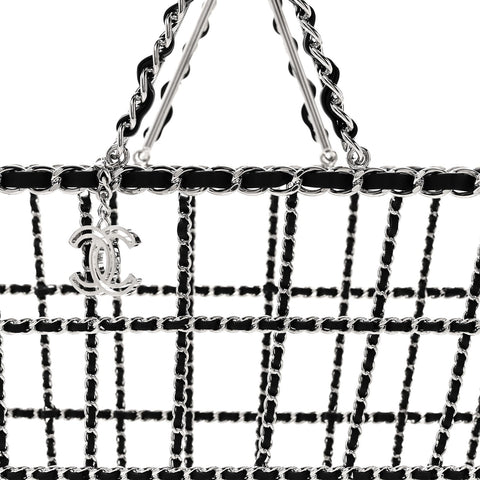 Brass Calfskin Medium Grocery By Chanel Shopping Basket Silver