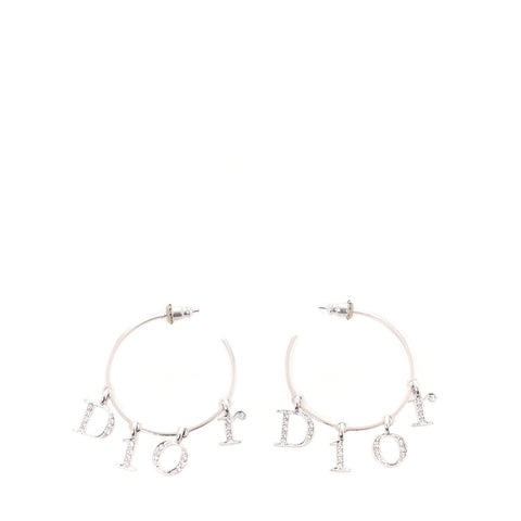Crystal Hoop Earrings Silver