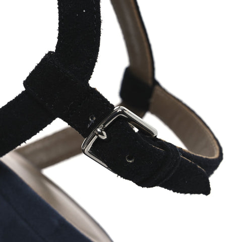 Suede Goatskin Calas Sandals 37.5 Vert Oxford Bleu Celeste Black