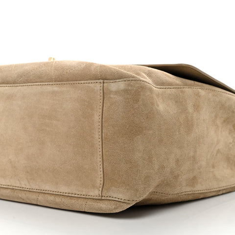 Suede Calfskin Souplissimo Maxi Flap Dark Beige