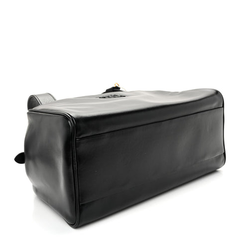 Vitello Lux Bauletto Top Handle Bag Black