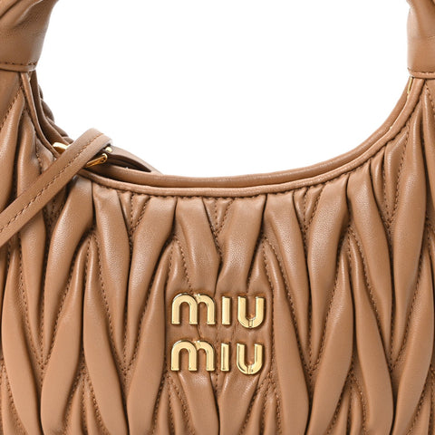 Nappa Matelasse Small Wander Hobo Caramel