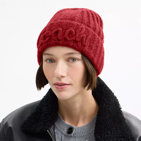 Coach Outlet Coach Script Knit Beanie