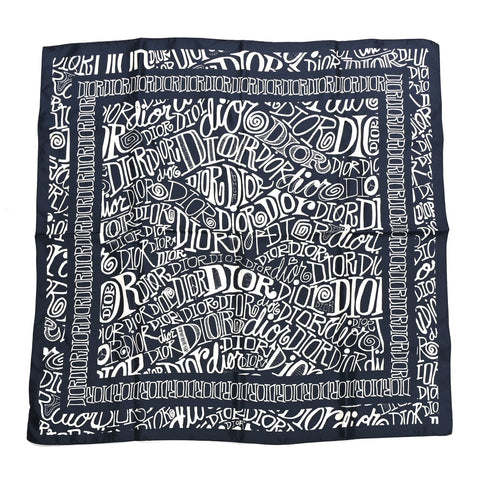 X SHAWN STUSSY Silk Printed Square Scarf Blue White
