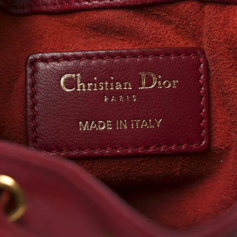 Lambskin Cannage Miss Dior Bucket Bag Cherry Red