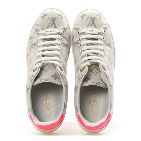Technical Fabric Calfskin Monogram Frontrow Sneakers 39 Pink