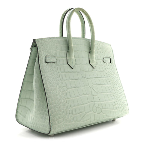 Matte Alligator Birkin Sellier 25 Vert D'eau