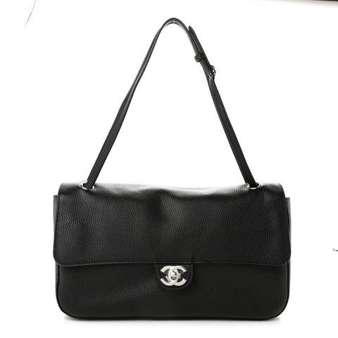 Grained Calfskin Small Souplissimo Maxi Flap Black