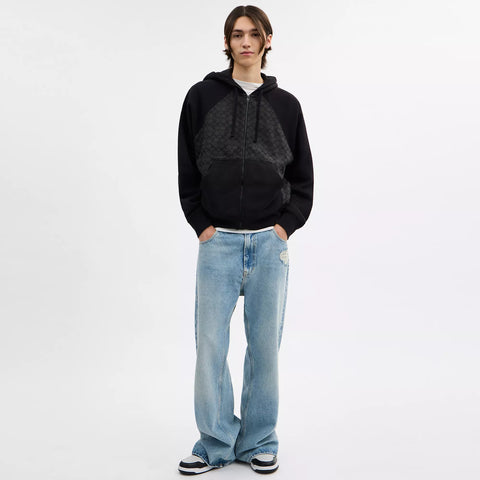 Coach Outlet Signature Full Zip Hoodie In Organic Cotton