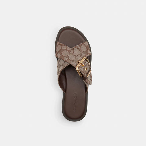 Coach Outlet Crisscross Buckle Sandal In Signature Jacquard
