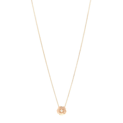 18K Rose Gold Diamond Extrait de Camélia Pendant Necklace