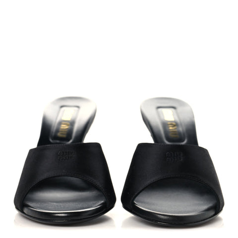 Satin Logo Sandals 38 Black