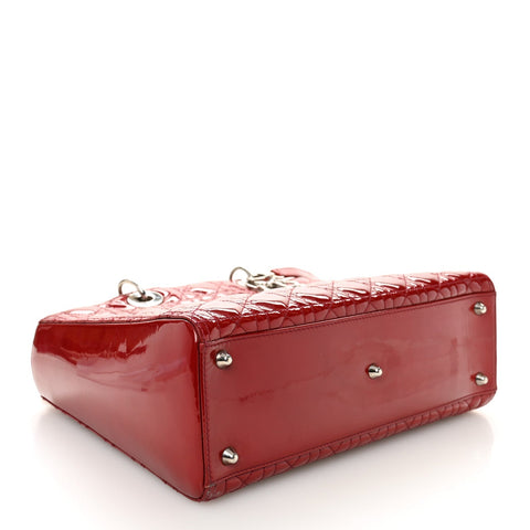 Patent Cannage Large Lady Dior Red