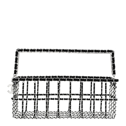 Brass Calfskin Grocery By Chanel Minaudiere Shopping Basket Silver