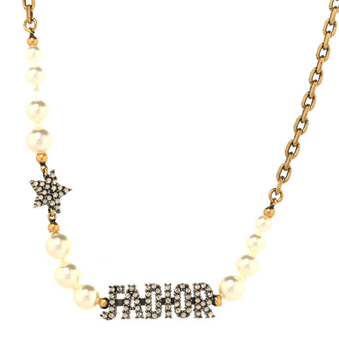 Metal Pearl Crystal J'Adior Choker Necklace Antique Gold
