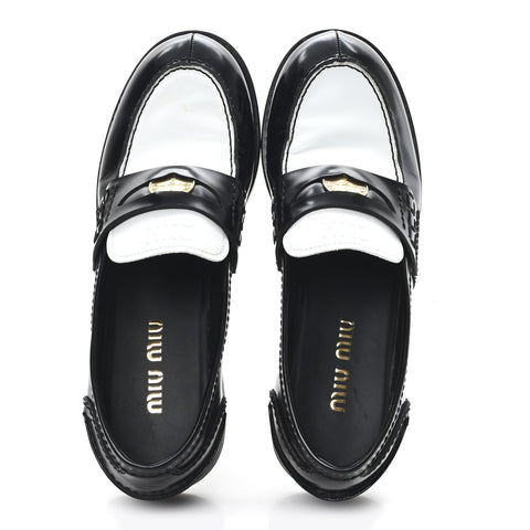 Spazzolato Penny Loafer 39 Black White