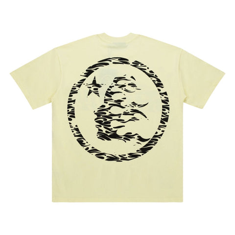 Hellstar Zebra Stripe Logo Cream Yellow Tee