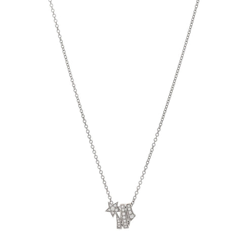 18K White Gold Diamond Comete Geode Pendant Necklace
