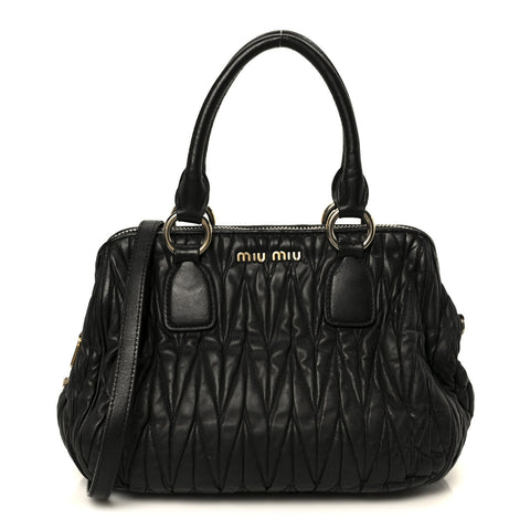 Nappa Matelasse Top Handle Black