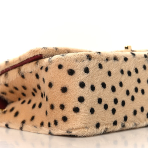 Pony Hair Cheetah Printed Creative Fabrics Flap Light Beige Black