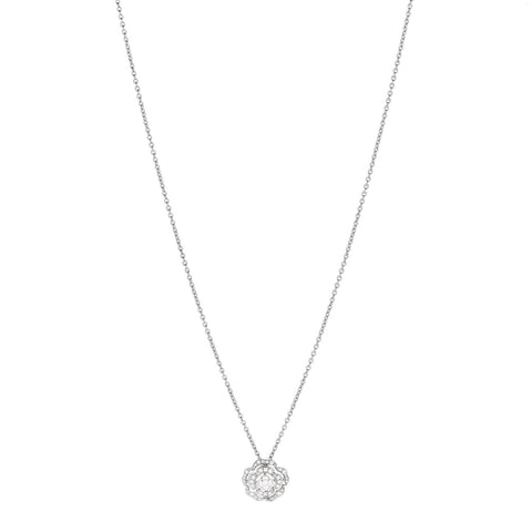 18K White Gold Diamond Bouton de Camelia Pendant Necklace