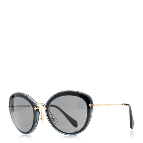 Metal Acetate Round Sunglasses SMU 50R Blue Gold