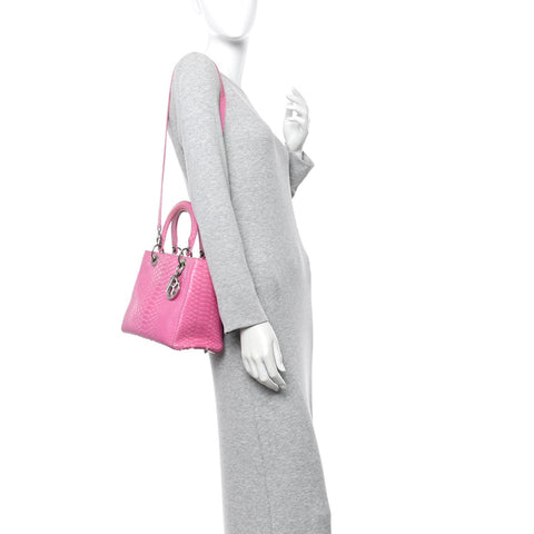 Snakeskin Medium Lady Dior Pink