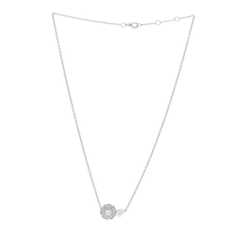 18K White Gold Diamond Camelia Precieux Necklace
