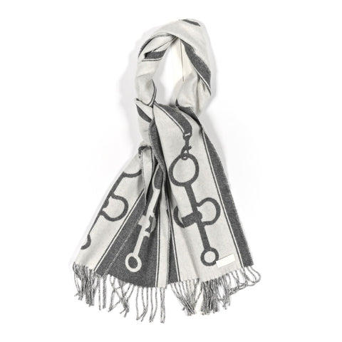Cashmere Casaque Mors Muffler Ivoire Gris Flanelle